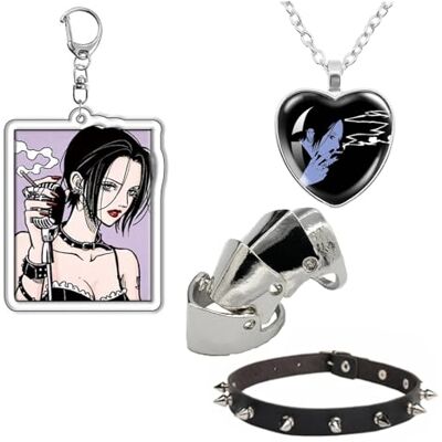 generic Nana Colar de anel de anime Keychian PU gargantilha e decalques para cosplay, anéis góticos e punk, acessórios de joalharia, metal, pérola generic Nana Colar de anel de anime Keychian PU gargantilha e decalques para cosplay, anéis góticos e punk, acessórios de joalharia, metal, pérola
