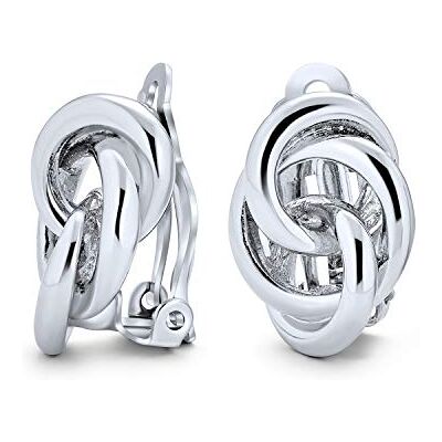 Bling Jewelry Entrelaçamento de corda nó de amor brincos clip para mulheres não Pierced orelhas brilhante polido 14K ouro prata banhado a latão Bling Jewelry Entrelaçamento de corda nó de amor brincos clip para mulheres não Pierced orelhas brilhante polido 14K ouro prata banhado a latão