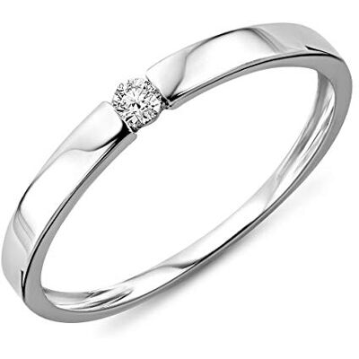 MIORE Anillo solitario de compromiso en oro amarillo/oro blanco 9 quilates 375/1000 con diamante natural talla brillante de 0,05 quilates MIORE Anillo solitario de compromiso en oro amarillo/oro blanco 9 quilates 375/1000 con diamante natural talla brillante de 0,05 quilates