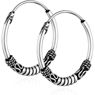 NKlaus PAAR 925 prata esterlina, creoles góticos celtas 18 mm NKlaus PAAR 925 prata esterlina, creoles góticos celtas 18 mm