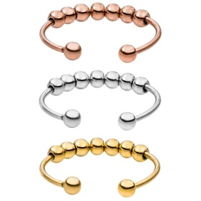 Purelei ® Shade Anxiety Conjunto de 3 anéis para mulher, de aço inoxidável durável, impermeável, tamanhos ajustáveis de 50 a 66, Aço inoxidável, Sem pedra preciosa Purelei ® Shade Anxiety Conjunto de 3 anéis para mulher, de aço inoxidável durável, impermeável, tamanhos ajustáveis de 50 a 66, Aço inoxidável, Sem pedra preciosa