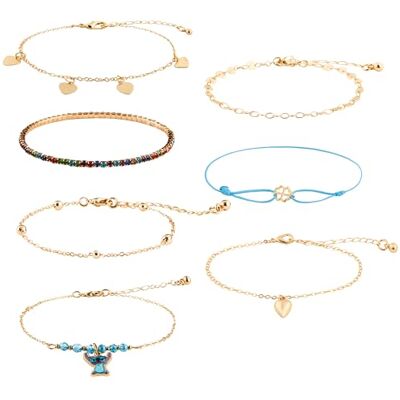 Disney Pulseira Stitch para menina pulseira com berlojas, presentes Stitch (7 pulseiras de ouro) Disney Pulseira Stitch para menina pulseira com berlojas, presentes Stitch (7 pulseiras de ouro)