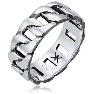 Kuzzoi Anel maciço (8 mm) no design do tanque oxidado, anel de banda para homens feito de prata de lei 925, Prata esterlina Kuzzoi Anel maciço (8 mm) no design do tanque oxidado, anel de banda para homens feito de prata de lei 925, Prata esterlina