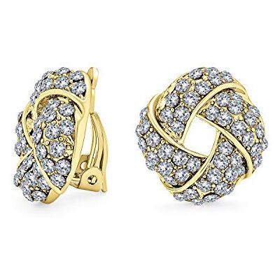 Bling Jewelry Brincos clipe para mulher orelhas não perfuradas tom ouro rosa prateado com brincos clipe para mulher orelhas não perfuradas tom ouro 14K Bling Jewelry Brincos clipe para mulher orelhas não perfuradas tom ouro rosa prateado com brincos clipe para mulher orelhas não perfuradas tom ouro 14K