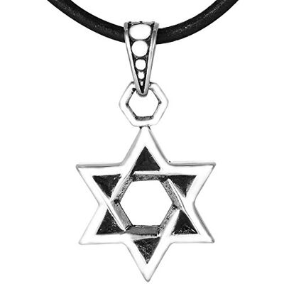 DonDon Colar com pingente estrela de David de aço inoxidável para homens em bolsa para jóias DonDon Colar com pingente estrela de David de aço inoxidável para homens em bolsa para jóias