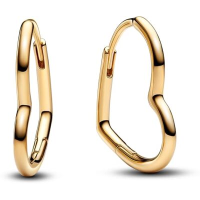PANDORA Moments Brincos em prata de lei com forma de coração assimétrico e liga banhada a ouro, tamanho único, prata de lei, sem pedra preciosa PANDORA Moments Brincos em prata de lei com forma de coração assimétrico e liga banhada a ouro, tamanho único, prata de lei, sem pedra preciosa