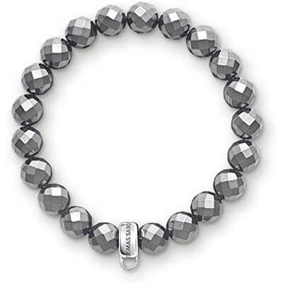 Thomas Sabo Pulseira com pingentes de hematita em prata de lei 925 X0187, Prata esterlina, Hematita Thomas Sabo Pulseira com pingentes de hematita em prata de lei 925 X0187, Prata esterlina, Hematita