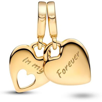 PANDORA Double Heart Split Dangle Charm , tamanho único, ouro amarelo, não é uma pedra preciosa, talla única, Ouro amarelo, Sem pedra preciosa PANDORA Double Heart Split Dangle Charm , tamanho único, ouro amarelo, não é uma pedra preciosa, talla única, Ouro amarelo, Sem pedra preciosa