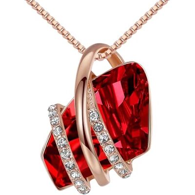 Leafael Souhaiter Colar com pingente de pedra com cristal de nascimento, banhado a ouro rosa de 18 quilates, prata e 18 " + 2", Latão, Sem Pedra Preciosa Leafael Souhaiter Colar com pingente de pedra com cristal de nascimento, banhado a ouro rosa de 18 quilates, prata e 18 " + 2", Latão, Sem Pedra Preciosa
