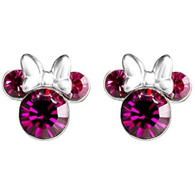 Minnie Mouse Brincos de prata com pedra natal rosa E905162ROCTL. PH, Prata esterlina, Zircônia cúbica Minnie Mouse Brincos de prata com pedra natal rosa E905162ROCTL. PH, Prata esterlina, Zircônia cúbica