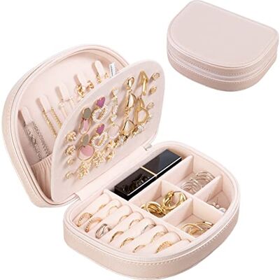 ProCase Organizador de jóias portátil, caixa de jóias pequena para viagem caixa jóias para mulher menina guarda anéis brincos pulseiras champanhe ProCase Organizador de jóias portátil, caixa de jóias pequena para viagem caixa jóias para mulher menina guarda anéis brincos pulseiras champanhe
