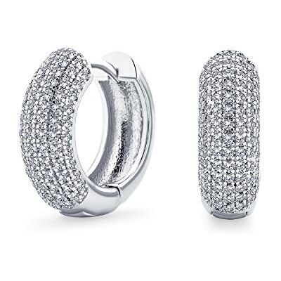 Bling Jewelry Brincos de Argola Huggie de Micro Pave CZ de Zircónia Cúbica Nupcial para Mulheres Adolescentes, Casamento, Formatura, Festa Formal, Ouro Rosa, Preto, Prata Bling Jewelry Brincos de Argola Huggie de Micro Pave CZ de Zircónia Cúbica Nupcial para Mulheres Adolescentes, Casamento, Formatura, Festa Formal, Ouro Rosa, Preto, Prata