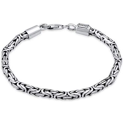 Kuzzoi Buddha 0206141819 pulseira de prata de lei 925 maciça feita à mão para homem, com mosquetão, 4 mm de largura, 20 g, Tamanho único, Prata esterlina, Não é uma pedra preciosa Kuzzoi Buddha 0206141819 pulseira de prata de lei 925 maciça feita à mão para homem, com mosquetão, 4 mm de largura, 20 g, Tamanho único, Prata esterlina, Não é uma pedra preciosa