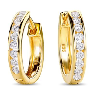 MIORE Brincos de Argola para Mulher com Zircónias Brilhantes em Prata de Lei 925 Prata de Lei 925 Dourado em Ouro Amarelo de 18K 750, Brincos de Argola Hipoalergénicos., Prata, Zircônia cúbica MIORE Brincos de Argola para Mulher com Zircónias Brilhantes em Prata de Lei 925 Prata de Lei 925 Dourado em Ouro Amarelo de 18K 750, Brincos de Argola Hipoalergénicos., Prata, Zircônia cúbica