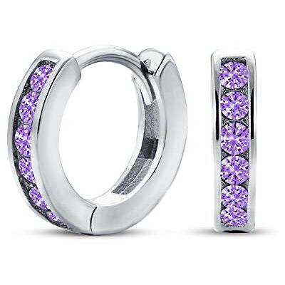 Bling Jewelry Delicado Tiny Cz Canal Set Huggie brincos de aro para mulheres para adolescente rosa banhado a ouro prata de lei mais cores, Metal, Zircônia Cúbica Bling Jewelry Delicado Tiny Cz Canal Set Huggie brincos de aro para mulheres para adolescente rosa banhado a ouro prata de lei mais cores, Metal, Zircônia Cúbica