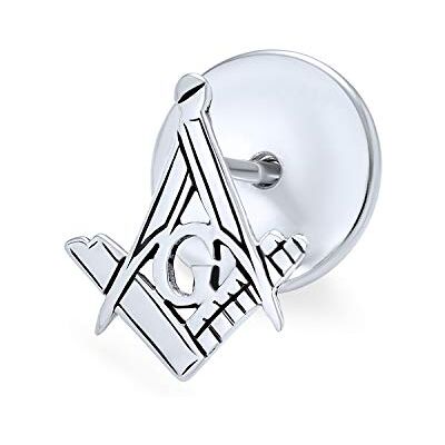Bling Jewelry Unissexo Compass Masonic Freemason Pin Pendant Stud Earrings For Women Oxidized .925 Sterling Silver, Metal, No Gemstone Bling Jewelry Unissexo Compass Masonic Freemason Pin Pendant Stud Earrings For Women Oxidized .925 Sterling Silver, Metal, No Gemstone