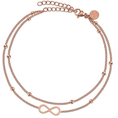 GD GOOD.designs EST. 2015 Tornozeleira infinita para mulher I tornozeleira infinita impermeável (22-27 cm) em ouro de 18 quilates, prata e ouro rosa I jóias para o tornozelo de mulher com contas, Aço GD GOOD.designs EST. 2015 Tornozeleira infinita para mulher I tornozeleira infinita impermeável (22-27 cm) em ouro de 18 quilates, prata e ouro rosa I jóias para o tornozelo de mulher com contas, Aço