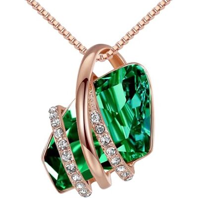 Leafael Souhaiter Colar com pingente de pedra com cristal de nascimento, banhado a ouro rosa de 18 quilates, prata e 18 " + 2", Cristal, Sem Pedra Preciosa Leafael Souhaiter Colar com pingente de pedra com cristal de nascimento, banhado a ouro rosa de 18 quilates, prata e 18 " + 2", Cristal, Sem Pedra Preciosa