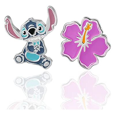 Disney Brincos Lilo & Stitch para meninas, Prata de lei Disney Brincos Lilo & Stitch para meninas, Prata de lei