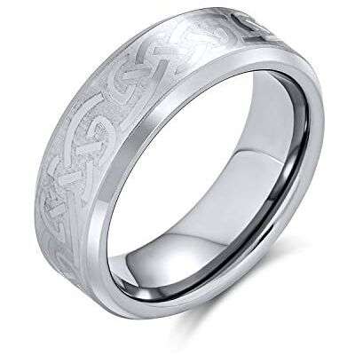 Bling Jewelry Unisexo viking irlandês celta infinito nó de amor casais anéis de titânio de largura anéis de casamento 7 mm para homens mulheres mate tom prata 7 mm personalizável, Metal, Sem pedras Bling Jewelry Unisexo viking irlandês celta infinito nó de amor casais anéis de titânio de largura anéis de casamento 7 mm para homens mulheres mate tom prata 7 mm personalizável, Metal, Sem pedras