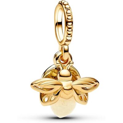 PANDORA Moments Pingente com design de libélula banhado a ouro 14k com cristal fotoluminescente amarelo PANDORA Moments Pingente com design de libélula banhado a ouro 14k com cristal fotoluminescente amarelo