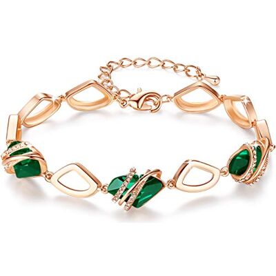 Leafael Wishstone pulseira para mulher, pulseiras de pedra de nascimento para mulher com cristais curativos, joias presentes para mulher, pulseira de prata para mulher ou banhada a ouro rosa com Leafael Wishstone pulseira para mulher, pulseiras de pedra de nascimento para mulher com cristais curativos, joias presentes para mulher, pulseira de prata para mulher ou banhada a ouro rosa com