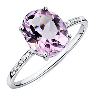 MIORE Anel de mulher com ouro branco 9k (375), diamante ametista púrpura MIORE Anel de mulher com ouro branco 9k (375), diamante ametista púrpura