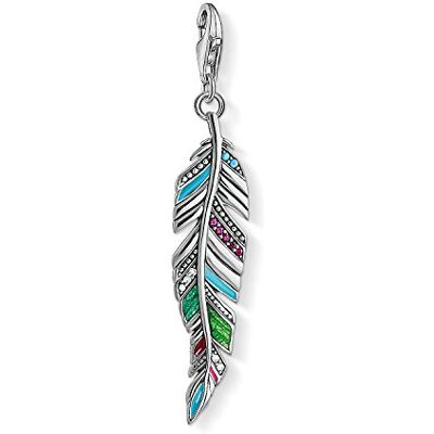 Thomas Sabo Charm com fecho para mulher " Pena étnica Charm Club", prata de lei 925, TAMANHO ÚNICO, prata esterlina, Glass Thomas Sabo Charm com fecho para mulher " Pena étnica Charm Club", prata de lei 925, TAMANHO ÚNICO, prata esterlina, Glass