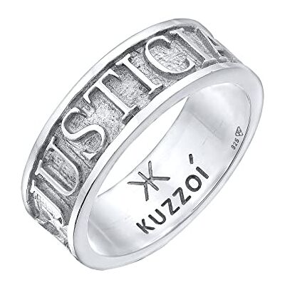 Kuzzoi Anel sólido para homem (8 mm) em prata de lei 925, anel largo de prata com texto JUSTICIA VERITAS, anel para homens no tamanho 60 66, 0607821522, Prata esterlina Kuzzoi Anel sólido para homem (8 mm) em prata de lei 925, anel largo de prata com texto JUSTICIA VERITAS, anel para homens no tamanho 60 66, 0607821522, Prata esterlina