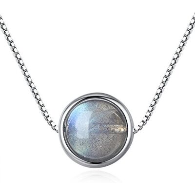 COAI ® Colar com pingente de pedra contas Labradorita genuína corrente de cobre prateado de platina COAI ® Colar com pingente de pedra contas Labradorita genuína corrente de cobre prateado de platina