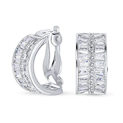 Bling Jewelry Colar atraente estilo Art Deco Aaa Cz Médio aro brincos baguete para mulheres casamento Prom festa formal clipe em ouro amarelo prateado Bling Jewelry Colar atraente estilo Art Deco Aaa Cz Médio aro brincos baguete para mulheres casamento Prom festa formal clipe em ouro amarelo prateado