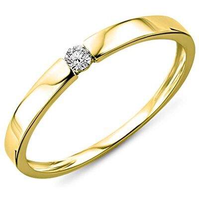 MIORE Anillo solitario de compromiso en oro amarillo/oro blanco 9 quilates 375/1000 con diamante natural talla brillante de 0,05 quilates MIORE Anillo solitario de compromiso en oro amarillo/oro blanco 9 quilates 375/1000 con diamante natural talla brillante de 0,05 quilates