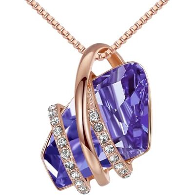 Leafael Souhaiter Colar pendente de pedra com cristal de nascimento, banhado a ouro rosa de 18 quilates, prata e 18 " + 2", Cristal, Sem Pedra Preciosa Leafael Souhaiter Colar pendente de pedra com cristal de nascimento, banhado a ouro rosa de 18 quilates, prata e 18 " + 2", Cristal, Sem Pedra Preciosa
