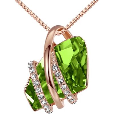 Leafael Souhaiter Colar com pingente de pedra com cristal de nascimento, banhado a ouro rosa de 18 quilates, prata e 18 " + 2", Latão, Sem Pedra Preciosa Leafael Souhaiter Colar com pingente de pedra com cristal de nascimento, banhado a ouro rosa de 18 quilates, prata e 18 " + 2", Latão, Sem Pedra Preciosa