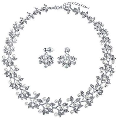 Bling Jewelry Conjunto de joias nupciais estilo Art Deco vintage de zircónia cúbica marquise AAA em forma de lágrima, colar gargantilha de declaração para o decote e brincos de aranha pendurados com clipe ou para Bling Jewelry Conjunto de joias nupciais estilo Art Deco vintage de zircónia cúbica marquise AAA em forma de lágrima, colar gargantilha de declaração para o decote e brincos de aranha pendurados com clipe ou para