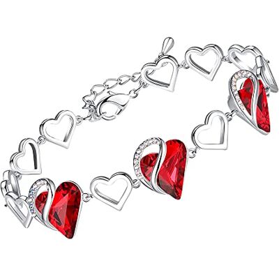 Leafael Pedra de Nascimento Coração Pulseira Mulher Pedra de Nascimento Pulseiras com Cristais Terapêuticos Pulseira Mulher Hipoalergênica com caixa de presente incluída, Latão, No Gemstone Leafael Pedra de Nascimento Coração Pulseira Mulher Pedra de Nascimento Pulseiras com Cristais Terapêuticos Pulseira Mulher Hipoalergênica com caixa de presente incluída, Latão, No Gemstone