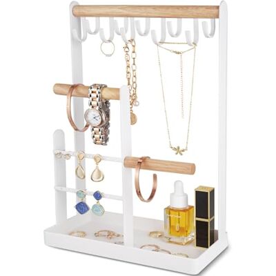 ProCase Suporte de Joias, Organizador e Expositor para Colares, Pulseiras, Máscaras, Brincos, Joalheiro Branco ProCase Suporte de Joias, Organizador e Expositor para Colares, Pulseiras, Máscaras, Brincos, Joalheiro Branco
