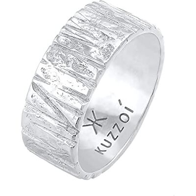 Kuzzoi Anel de prata de lei 925 martelado, design texturizado, 9 mm de largura, anel de prata 925, anel para homem, tamanho do anel 60-66, 0604922121, Prata esterlina Kuzzoi Anel de prata de lei 925 martelado, design texturizado, 9 mm de largura, anel de prata 925, anel para homem, tamanho do anel 60-66, 0604922121, Prata esterlina
