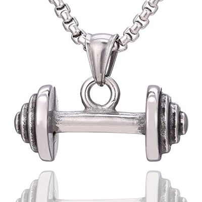 DonDon Colar de aço inoxidável com pendentes pesos para homens atletas, Aço inoxidável, Sem Pedra Preciosa DonDon Colar de aço inoxidável com pendentes pesos para homens atletas, Aço inoxidável, Sem Pedra Preciosa