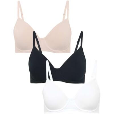 Marks & Spencer Pacote de 3 sutiãs de copo completo de algodão com aros (copos A-E) Marks & Spencer Pacote de 3 sutiãs de copo completo de algodão com aros (copos A-E)