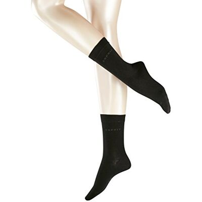ESPRIT Uni 2-Pack Meias femininas de material elástico, Preto preto 3000 ESPRIT Uni 2-Pack Meias femininas de material elástico, Preto preto 3000