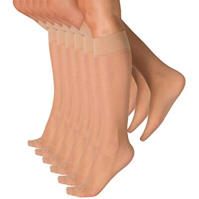 CALZITALY 6 pares de meias até ao joelho, mini meias transparentes, meias curtas invisíveis, 18 DEN Preto, natural, Made in Italy (Tamanho único, natural) CALZITALY 6 pares de meias até ao joelho, mini meias transparentes, meias curtas invisíveis, 18 DEN Preto, natural, Made in Italy (Tamanho único, natural)