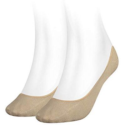 Tommy Hilfiger Adaptive Footie Meias unissexo para adulto (pacote de 2), Bege Tommy Hilfiger Adaptive Footie Meias unissexo para adulto (pacote de 2), Bege