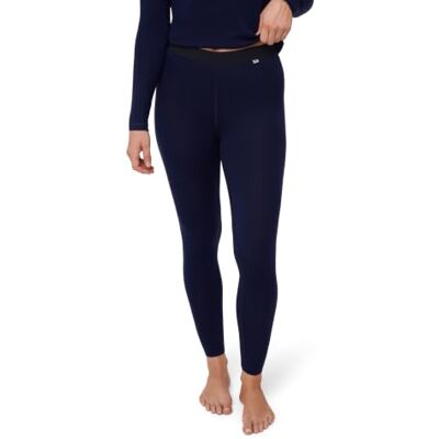 DANISH ENDURANCE Leggings de lã do mar para mulher, roupa interior térmica premium, Azul-marinho: DANISH ENDURANCE Leggings de lã do mar para mulher, roupa interior térmica premium, Azul-marinho: