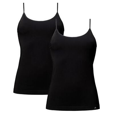 DANISH ENDURANCE Top de alças de bambu para mulher, t-shirts interiores sem mangas, 2 pacotes, Preto, XS-S DANISH ENDURANCE Top de alças de bambu para mulher, t-shirts interiores sem mangas, 2 pacotes, Preto, XS-S