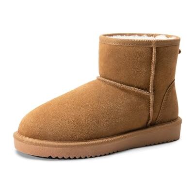 DREAM PAIRS Botas de neve de inverno para mulher, de pele de camurça autêntica, clássicas, quentes, antiderrapantes, confortáveis, para exteriores e interiores, Marrom DREAM PAIRS Botas de neve de inverno para mulher, de pele de camurça autêntica, clássicas, quentes, antiderrapantes, confortáveis, para exteriores e interiores, Marrom