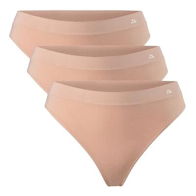 DANISH ENDURANCE Tangas de bambu para mulher, sem costuras, confortáveis e elásticas, 3 pacotes, Nude bege DANISH ENDURANCE Tangas de bambu para mulher, sem costuras, confortáveis e elásticas, 3 pacotes, Nude bege