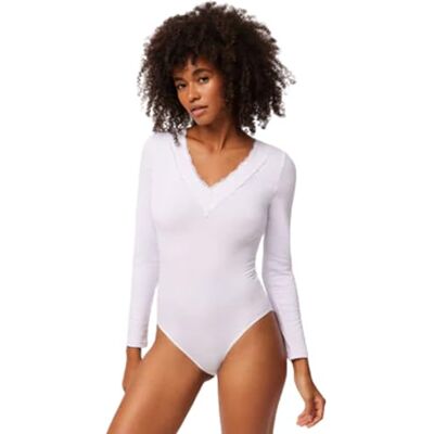 YSABEL MORA Body térmico de manga comprida para mulher com interior felpado, calor e conforto no inverno, ajuste estilo elegante para qualquer ocasião. Cuello de pico con encaje, cierre ajustable con corchetes, calidez bajo cualquier look de invierno YSABEL MORA Body térmico de manga comprida para mulher com interior felpado, calor e conforto no inverno, ajuste estilo elegante para qualquer ocasião. Cuello de pico con encaje, cierre ajustable con corchetes, calidez bajo cualquier look de invierno