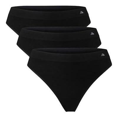 DANISH ENDURANCE Tangas de bambu para mulher, sem costuras, confortáveis e elásticas, 3 pacotes, Preto DANISH ENDURANCE Tangas de bambu para mulher, sem costuras, confortáveis e elásticas, 3 pacotes, Preto