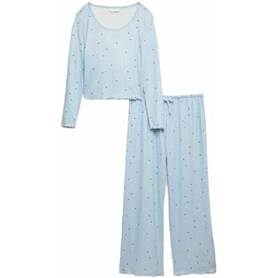 Marks & Spencer Conjunto de Pijama Pointelle Estampado para Mujer, Ajuste Normal, Cintura Elástica, con Elasticidad Marks & Spencer Conjunto de Pijama Pointelle Estampado para Mujer, Ajuste Normal, Cintura Elástica, con Elasticidad